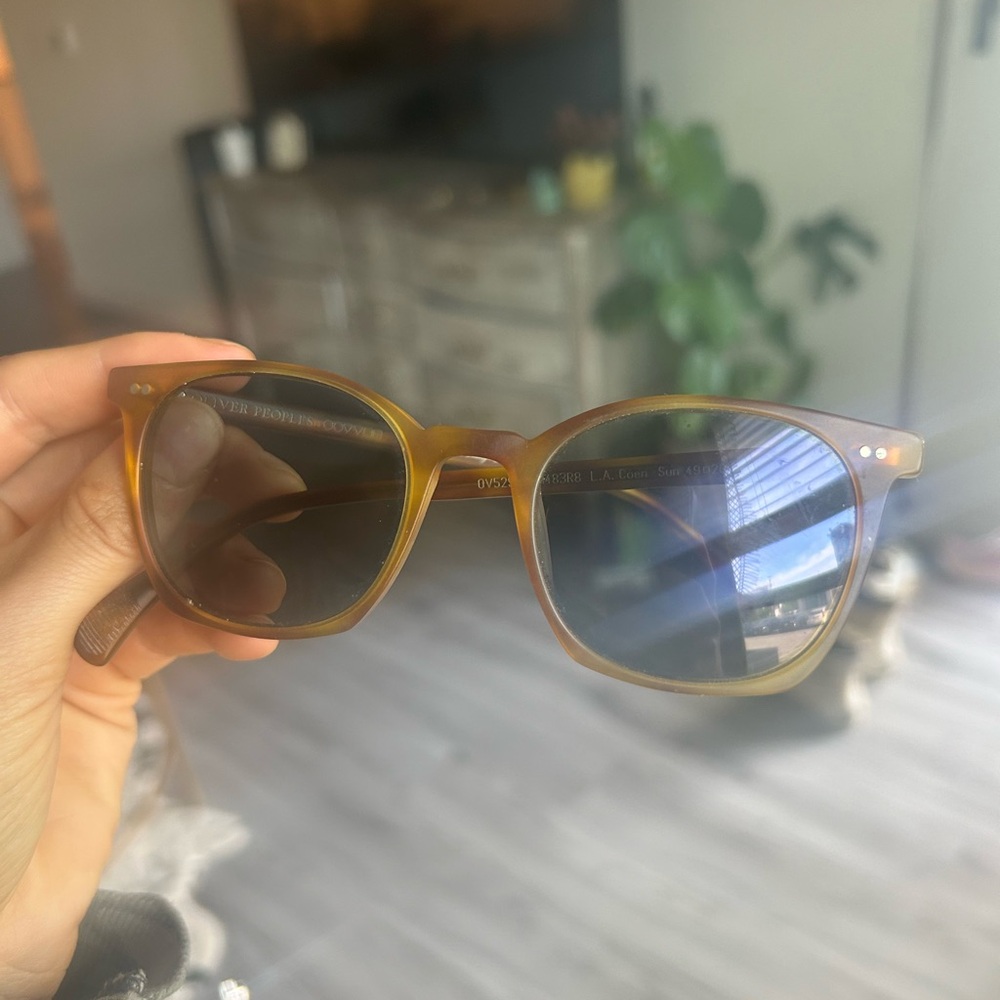 Oliver Peoples Amber Brown Sunglasses with Dark Lenses